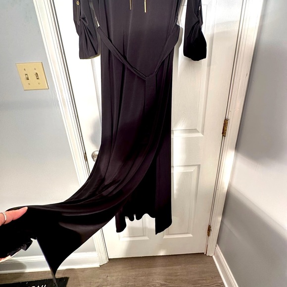 🖤💁‍♀️SIMPLY STUNNING MICHAEL KORS BLACK MAXI DRESS SIZE LARGE WITH GOLD DETAIL - Picture 3 of 13